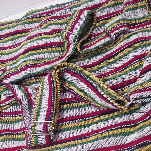 Vintage 90s Om Sai Ram Craft Nepal Backpack Boho Tapestry Tote Utility Travel - Picture 7 of 13